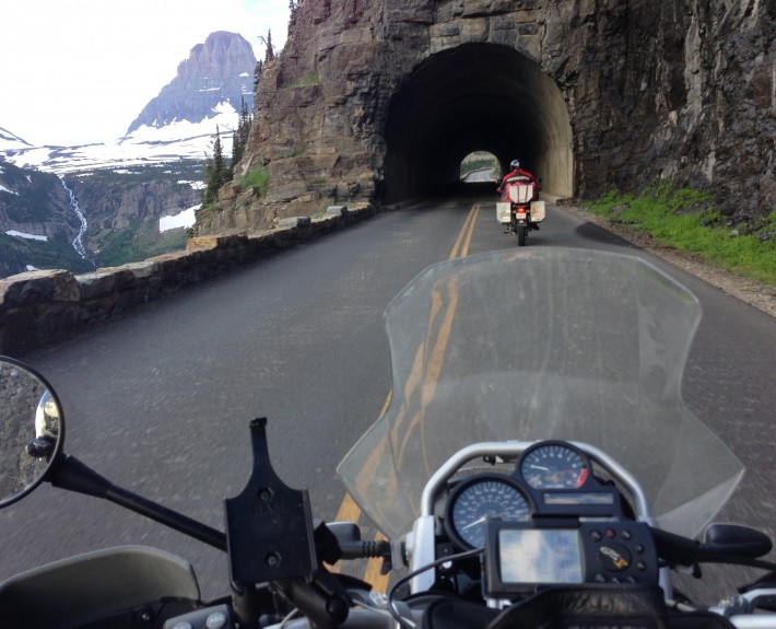 Riding our motorcycles through Glacier National Park, Montana