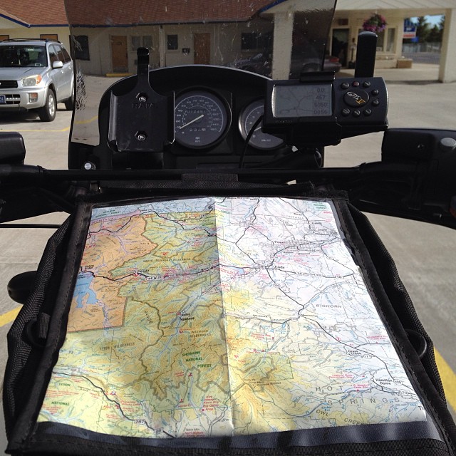 Studying the map before a great Motorcycle Tour