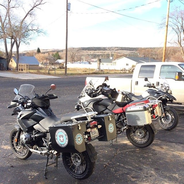 Motorcycles at a small town diner