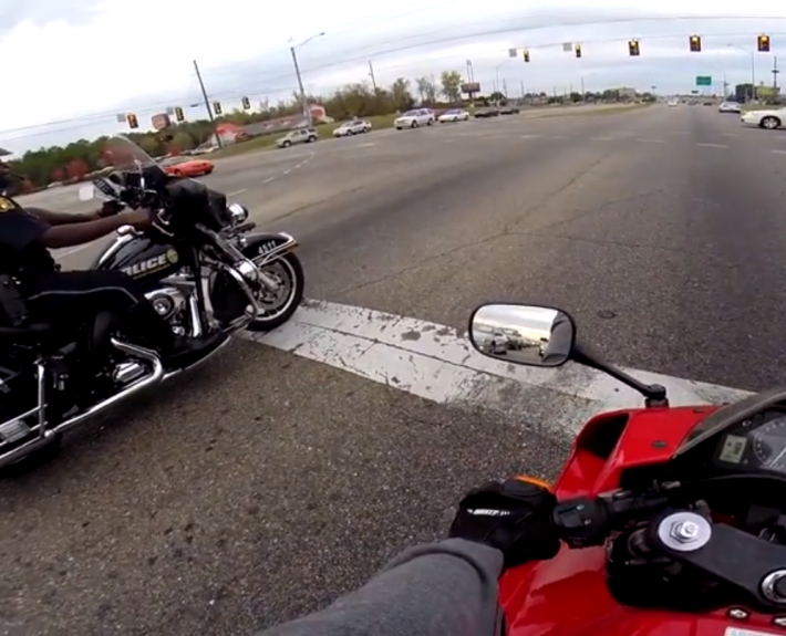 Cop busted for racing his police motorcycle